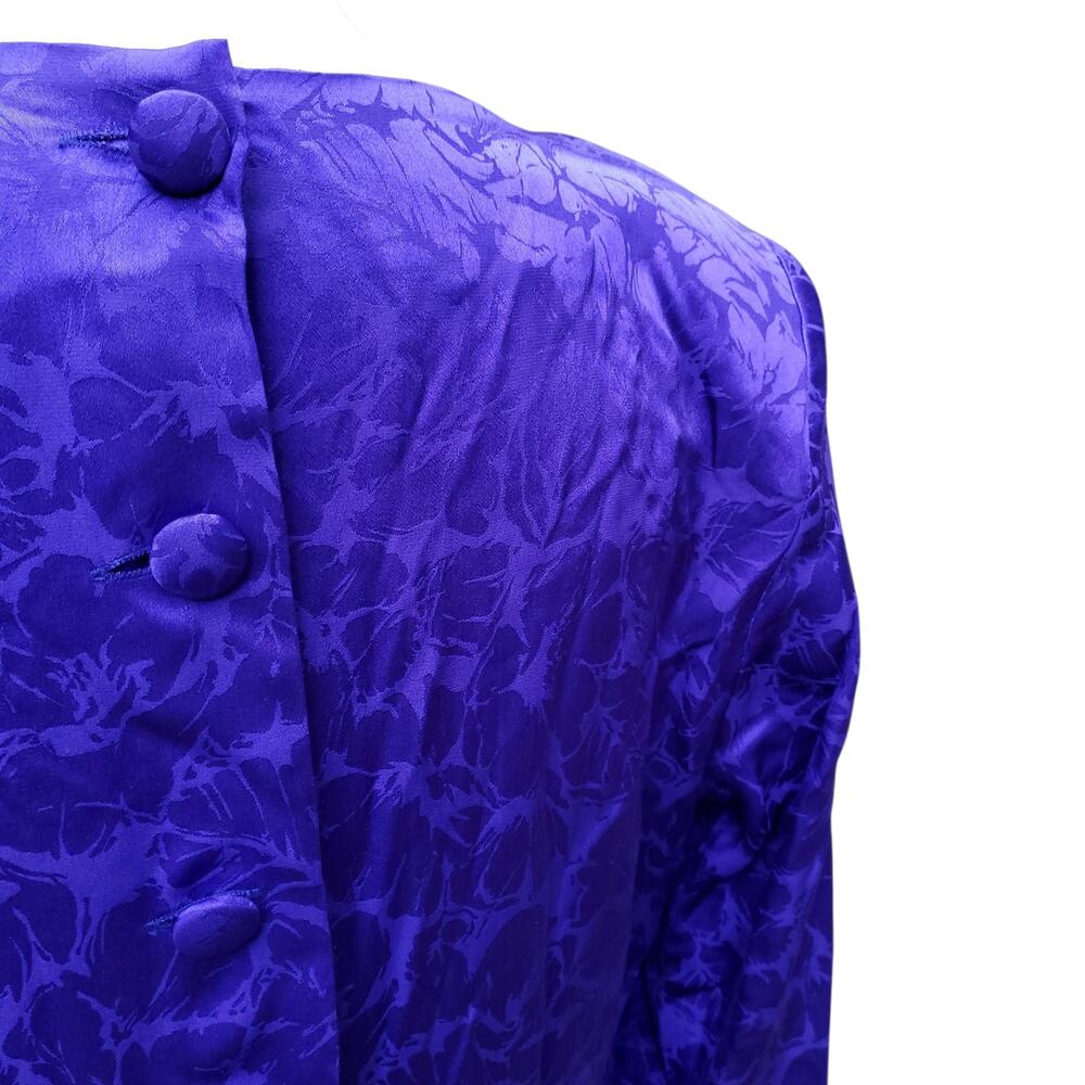 Vintage Flora Kung II New York Blue Floral Silk Dress Long Sleeve Back Zip Sz 8 - Picture 11 of 16